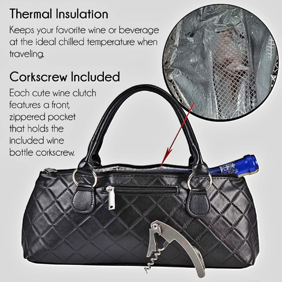 PRIMEWARE Thermal Insulated Wine Clutch with Corkscrew Black - Picture 2 of 6